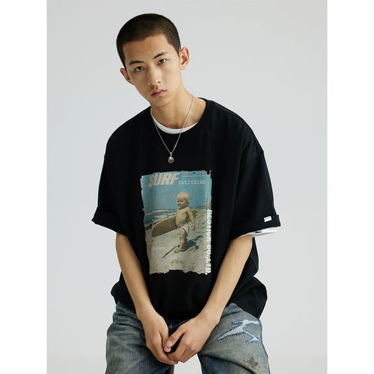 レトロフォトプリントTシャツ A087