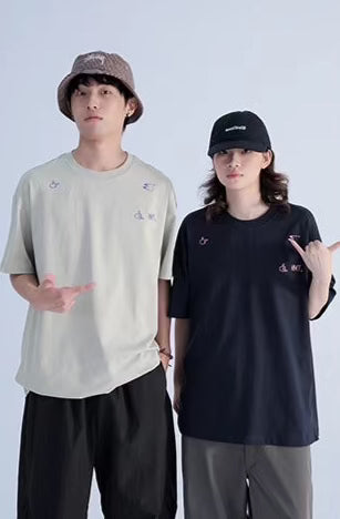 Mentmate ミニマリストニッチ刺繍Tシャツ A105