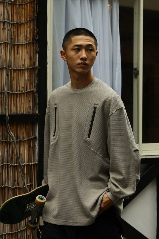 ワッフルジッパーTシャツ A027