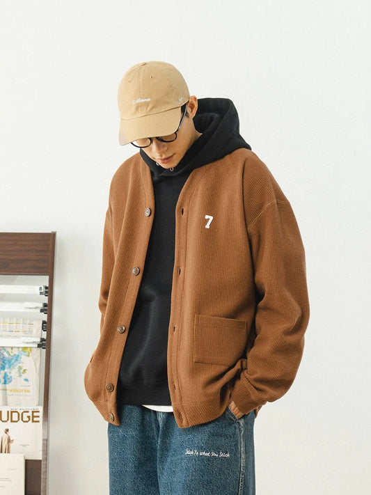 NUMBER LOGO KNIT CARDIGAN A059