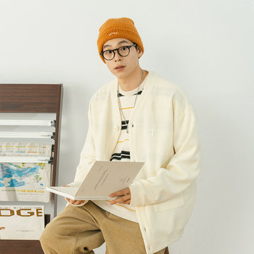 NUMBER LOGO KNIT CARDIGAN A059